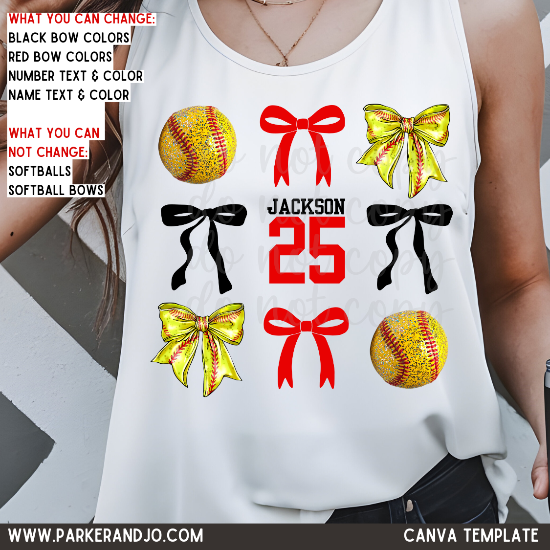 Custom Softball and Bows Canva Template