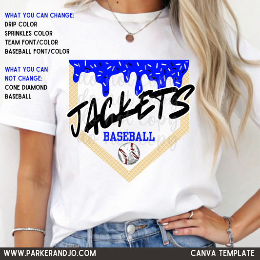 Ice Cream Drip Baseball Team Canva Template