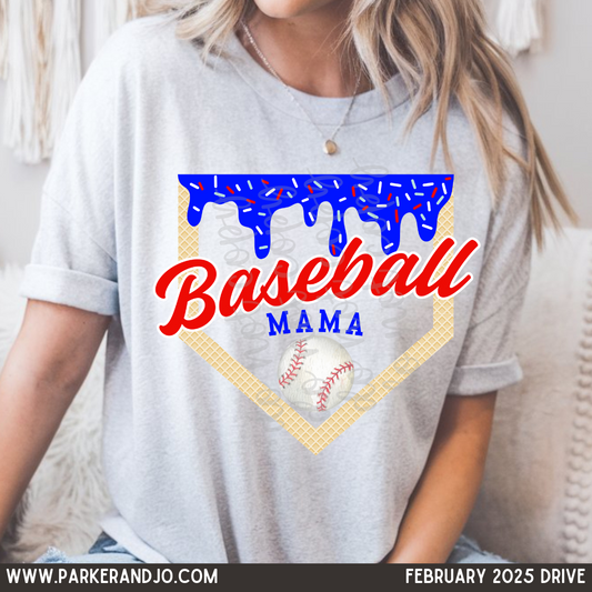 Baseball Mama Drip Red & Blue png