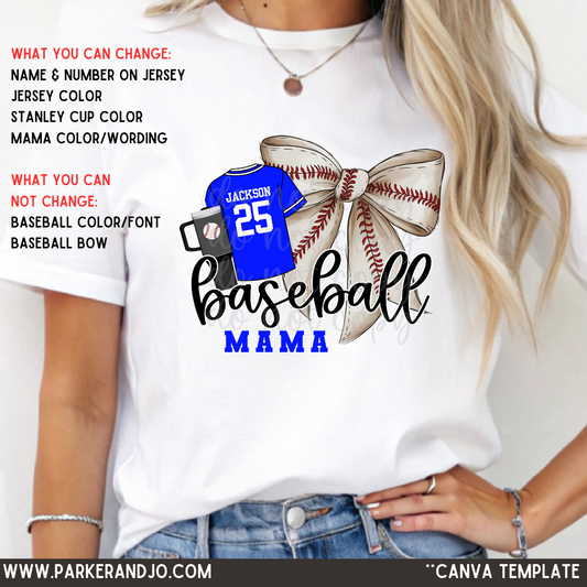 Baseball Bow Canva Template