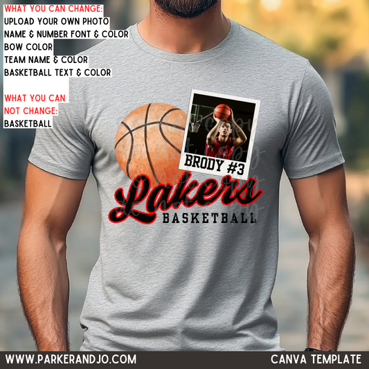 Custom Basketball Polaroid Canva Template no glitter no bow