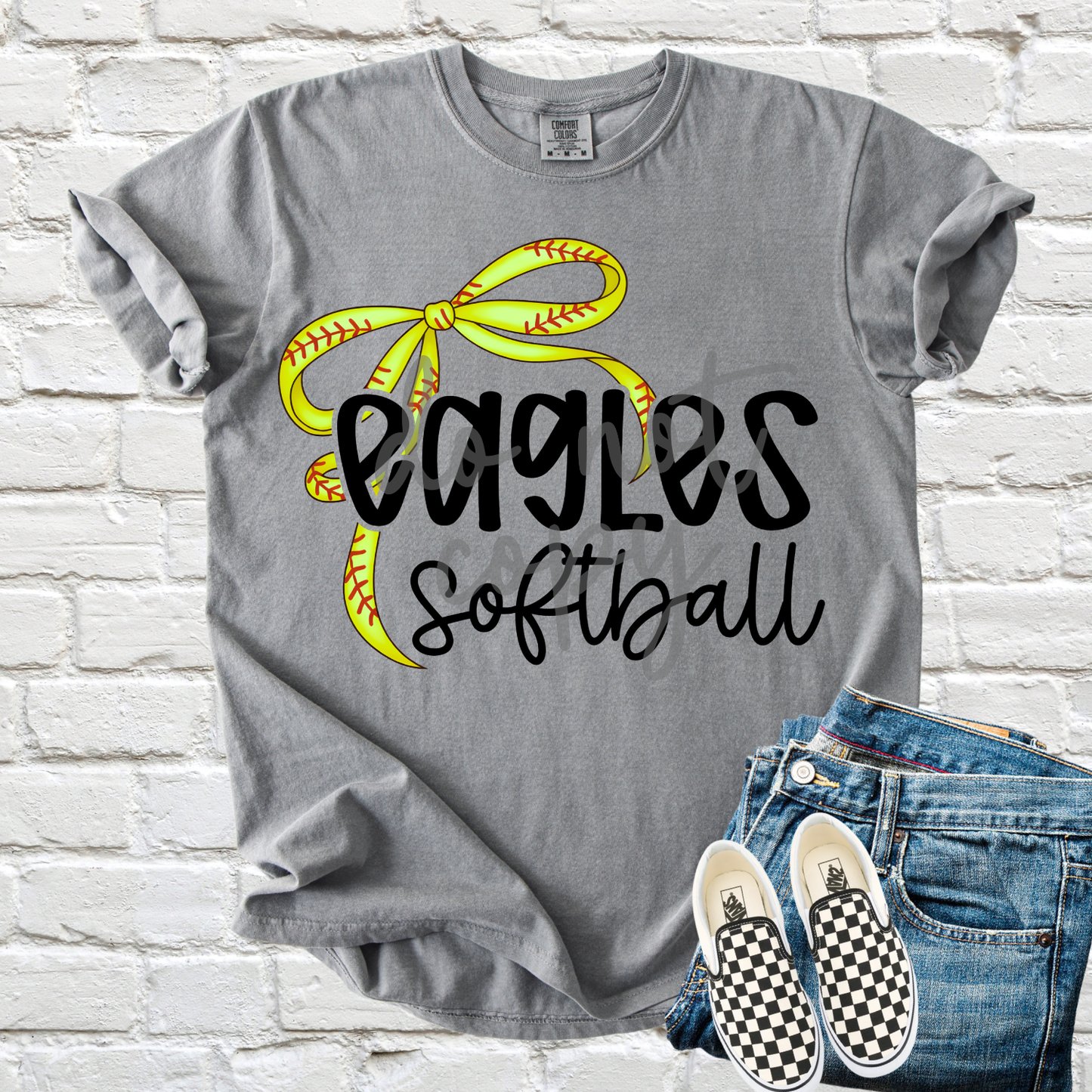 thin softball bow editable template