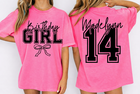 Birthday Girl Name Number Editable Template