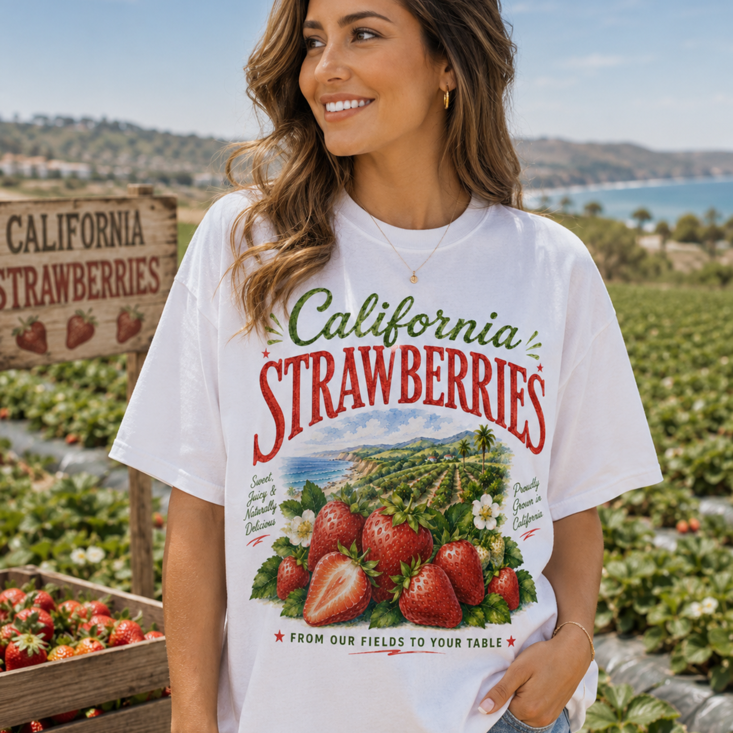 CALIFORNIA STRAWBERRIES WATERCOLOR PNG