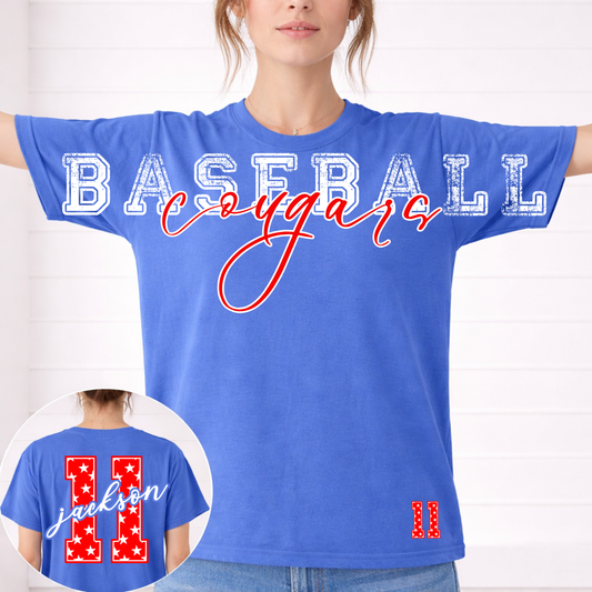 Patriotic Baseball Star Numbers Big Front Editable Canva Template