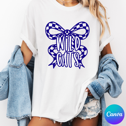 Checkered Bow Mascot Canva Template
