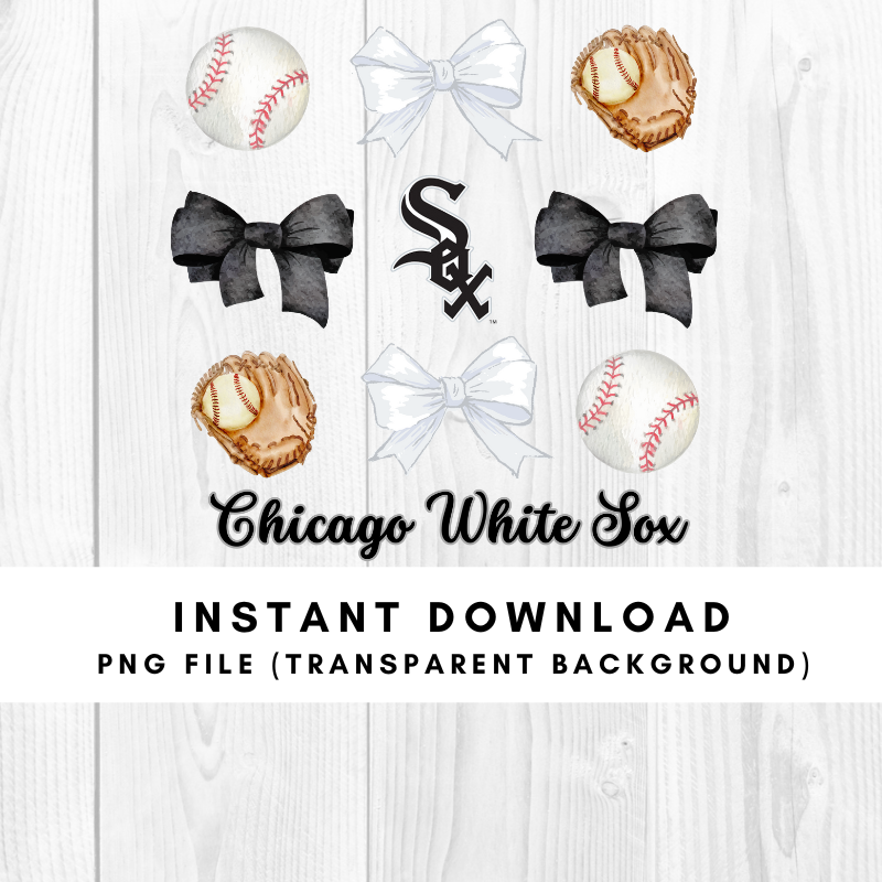 Chicago White Sox Trendy Coquette Bow Baseball PNG File