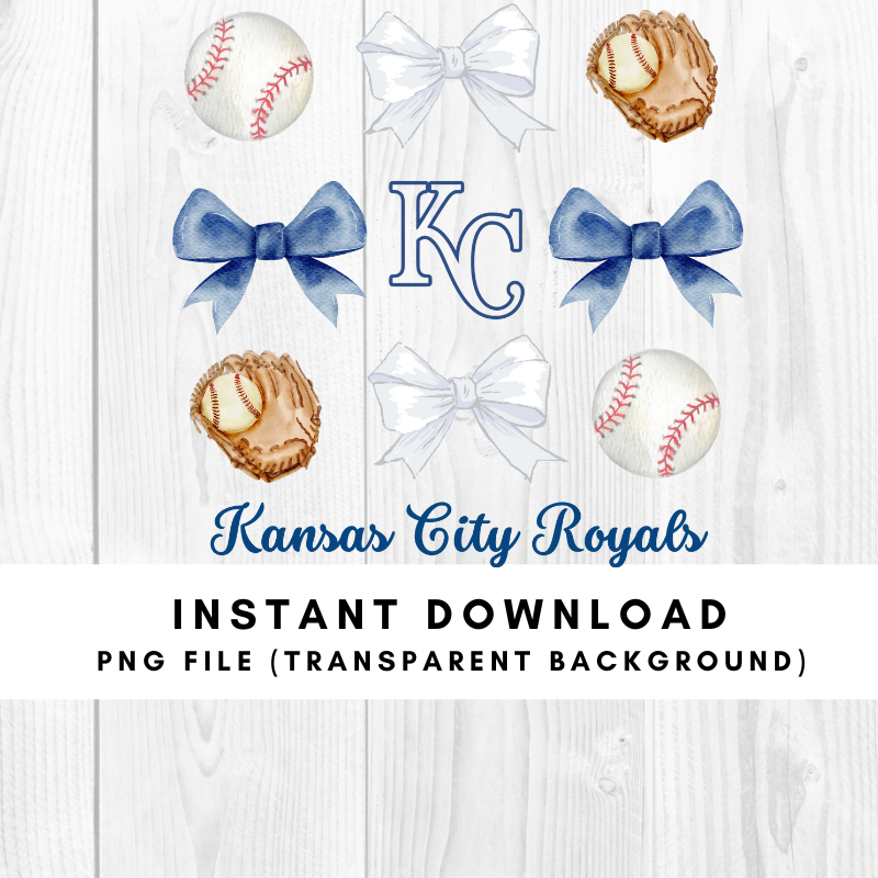 Kansas City Royals Trendy Coquette Bow Baseball PNG File