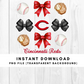 Cincinnati Reds Trendy Coquette Bow Baseball PNG File