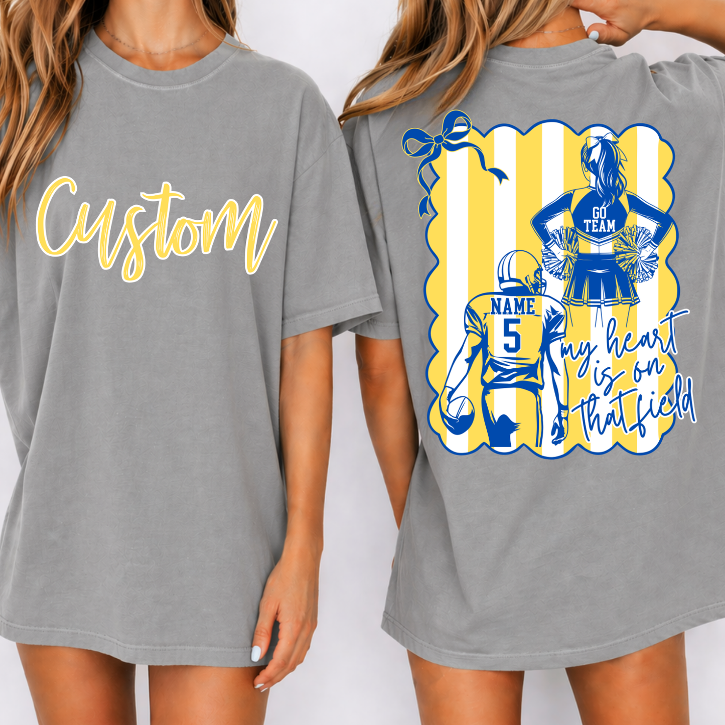 Coquette Bow Stripes Football and Cheer Editable Template