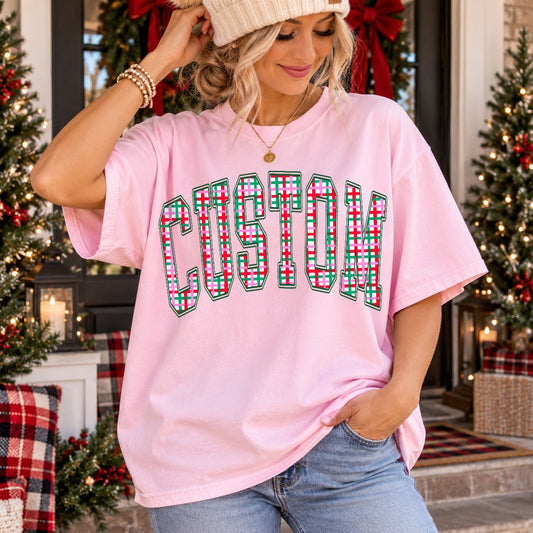 Hand-Painted Christmas Plaid Varsity Arch Template | Parker & Jo™ Template Studio (mockup included)