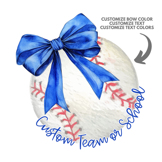 CUSTOM School Name Baseball with Bow PNG File