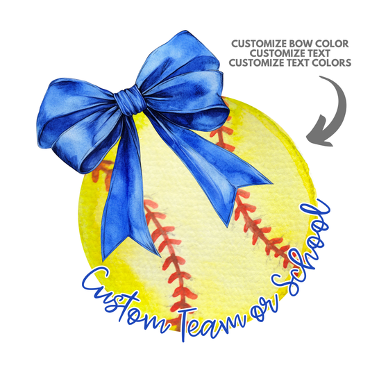 CUSTOM School Name SOFTBALL with Bow PNG File