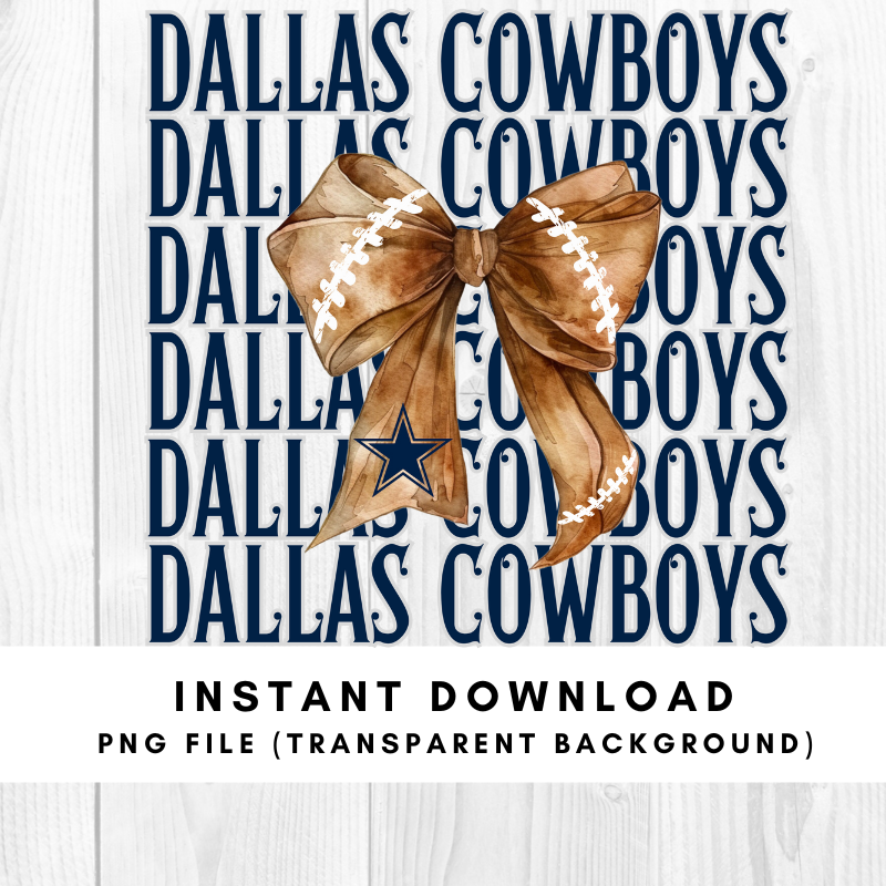 Dallas Cowboys Trendy Coquette Bow Football PNG File