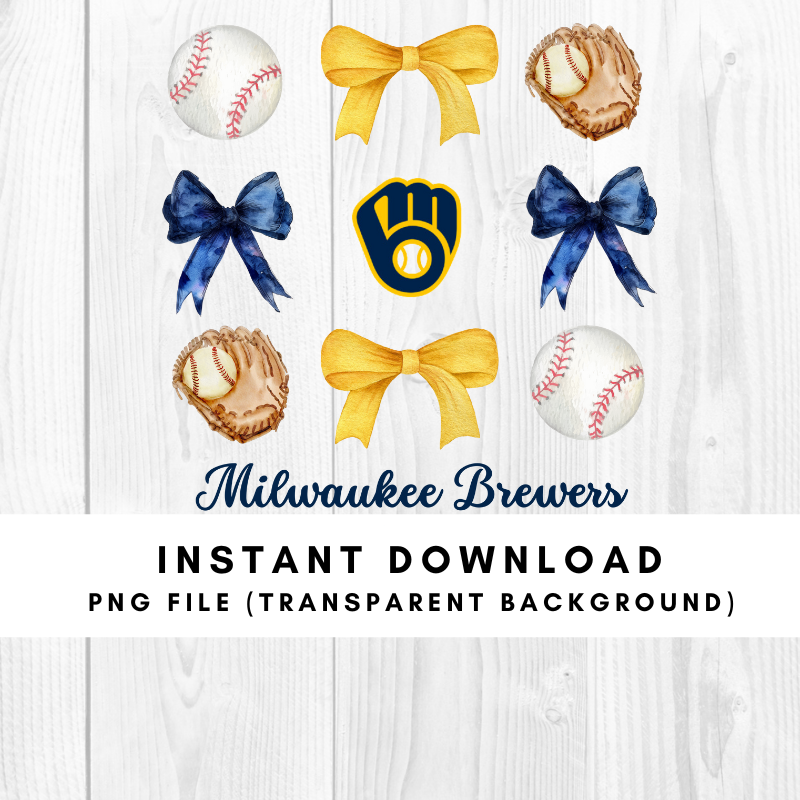 Milwaukee Brewers Trendy Coquette Bow Baseball PNG File