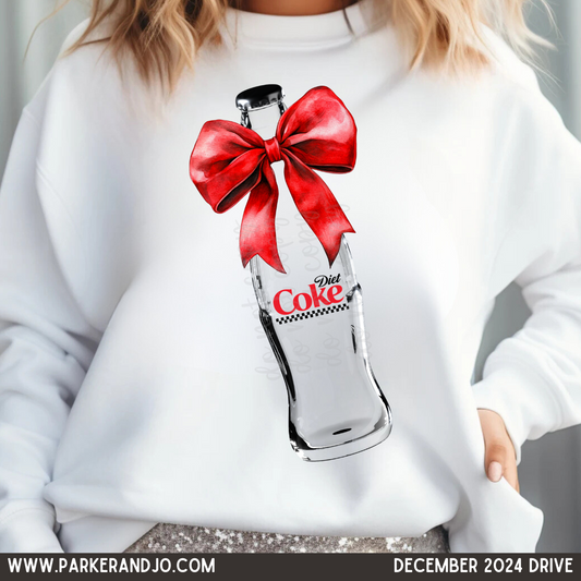 Diet Soda Glass Bottle Coquette Bow PNG