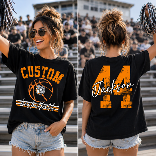 distressed Basketball with Numbers Editable Template | *blank mockup included