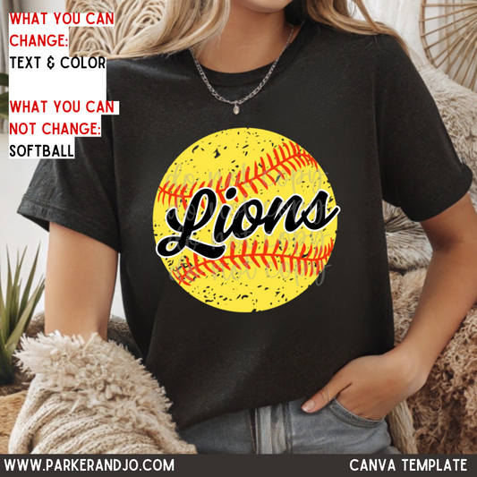 Distressed Softball Team Name Canva Template