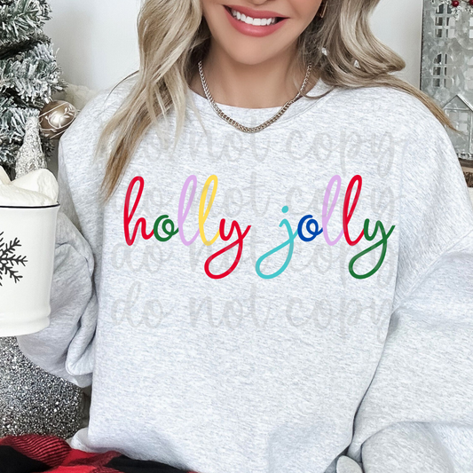 Holly Jolly Colorful Text PNG