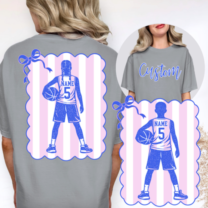 Coquette Bow Stripes Basketball Editable Template