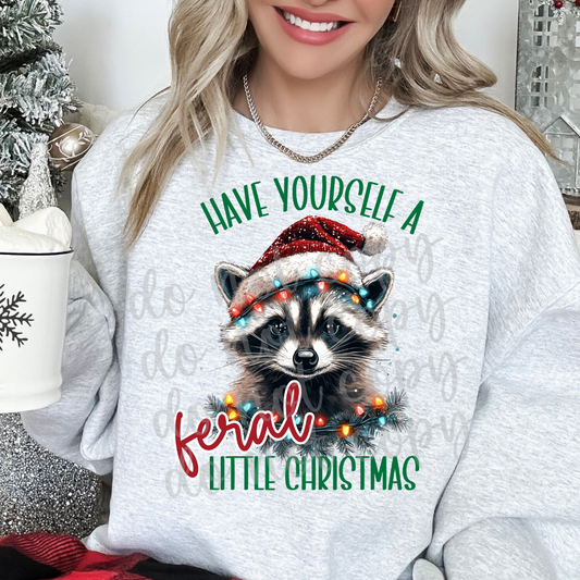 Feral Little Christmas Raccoon PNG