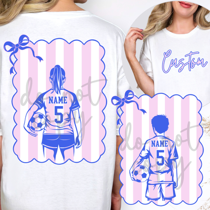 Coquette Bow Stripes Boy and Girl Soccer Editable Template