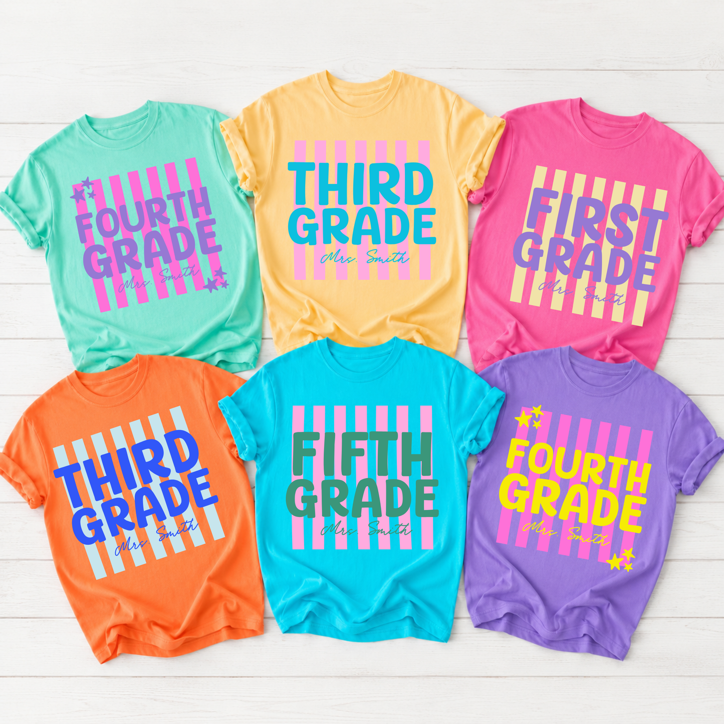 Vertical Stripes Back to School Teacher Editable Template | *blank mockup included