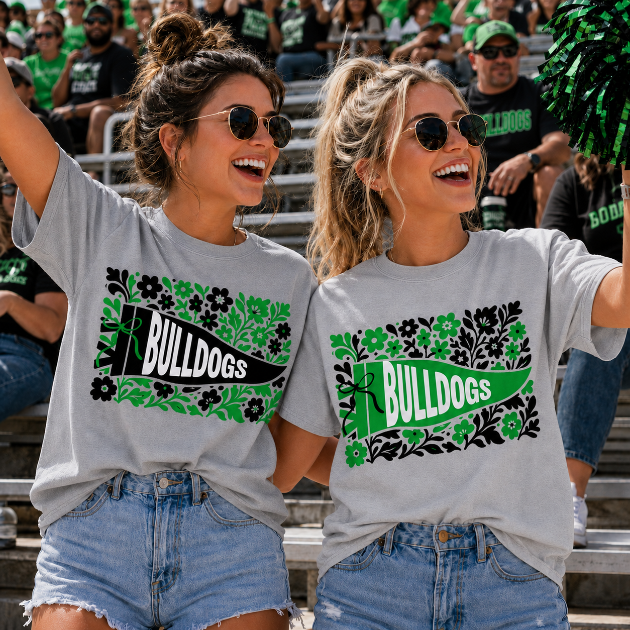 FLORAL PENNANT BANNER TEAM SPIRIT MASCOT EDITABLE TEMPLATE
