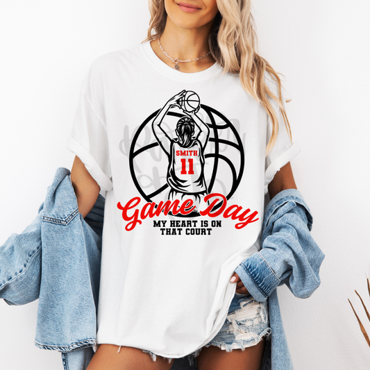 Girls Basketball My Heart is on that Court Canva Template