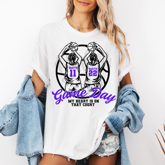 2 Girls Basketball My Heart is on that Court Canva Template