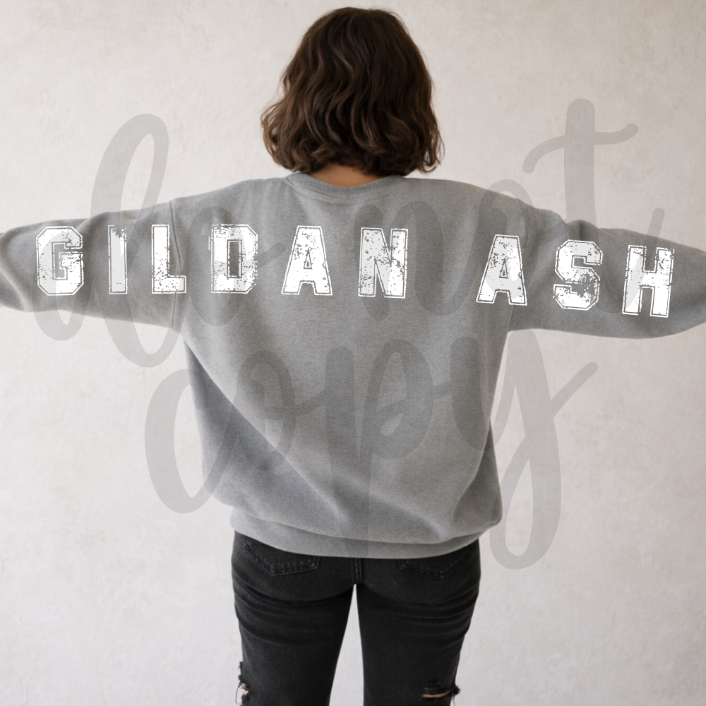 Gildan ash Grey Wide Long Back Crewneck Mockup