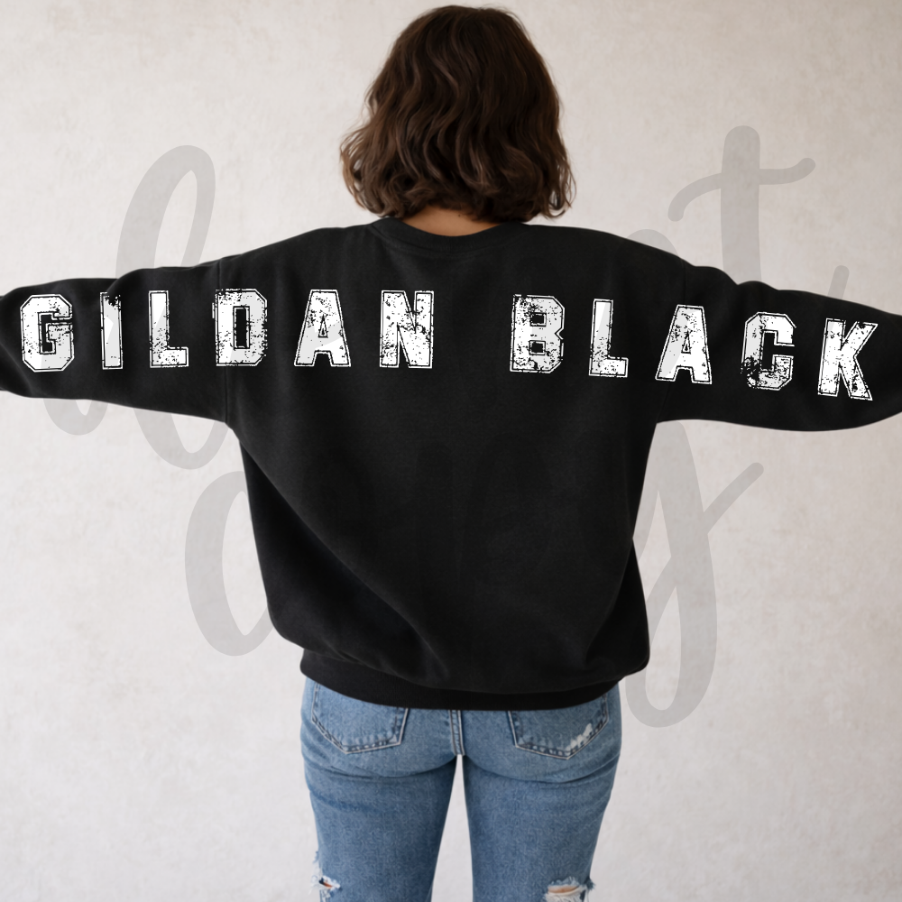 Gildan Black Wide Long Back Crewneck Mockup