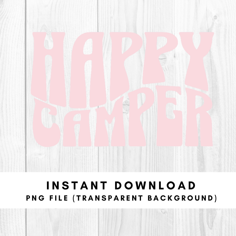 Happy Camper Waved Text PNG File