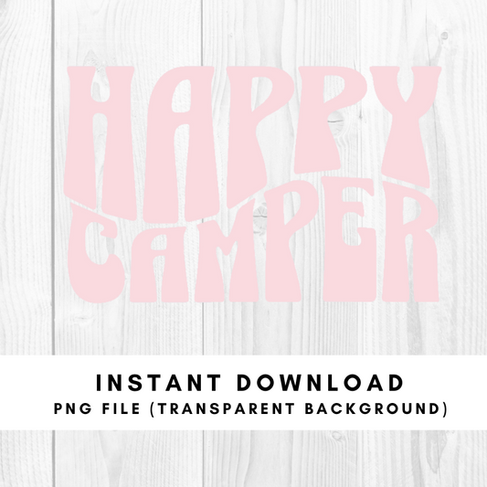 Happy Camper Waved Text PNG File