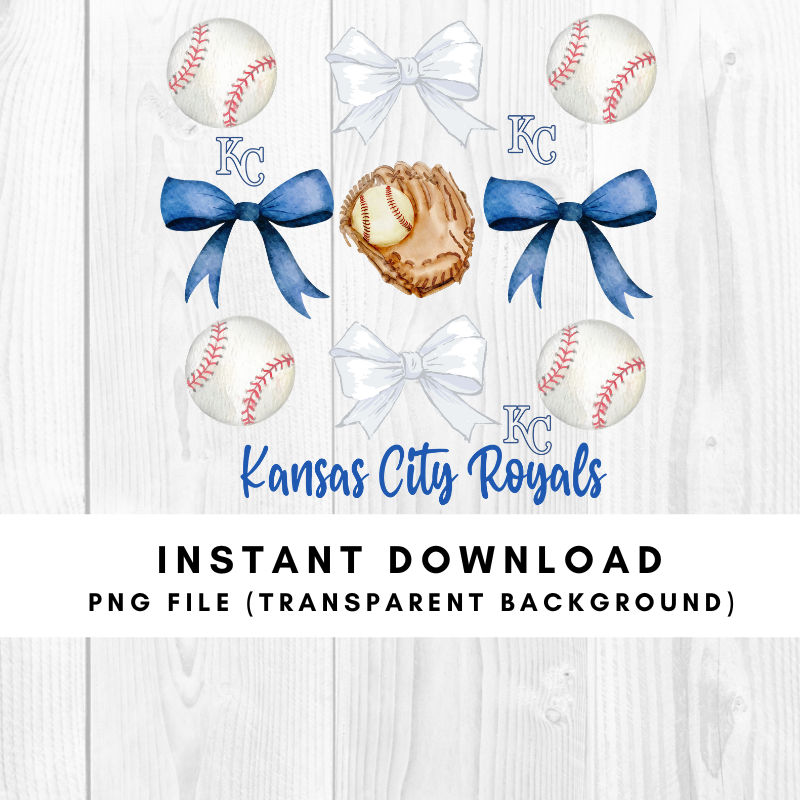 Kansas City Royals Trendy Coquette Bow Baseball PNG File