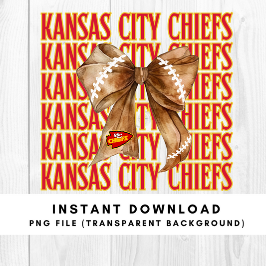 Kansas City Chiefs Trendy Coquette Bow Football PNG File