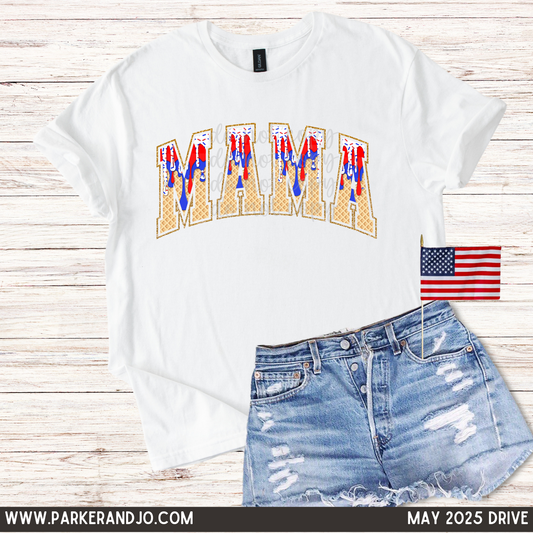 MAMA red, white, and blue ice cream drip png