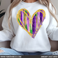 Mardi Gras Heart Gold Outline with wording png