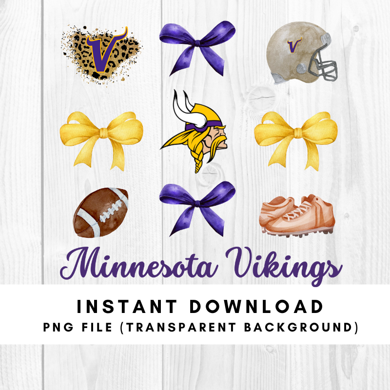 Minnesota Vikings Trendy Coquette Bow Football PNG File