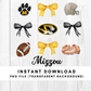 Missouri Tigers Mizzou Trendy Coquette Bow Football PNG File