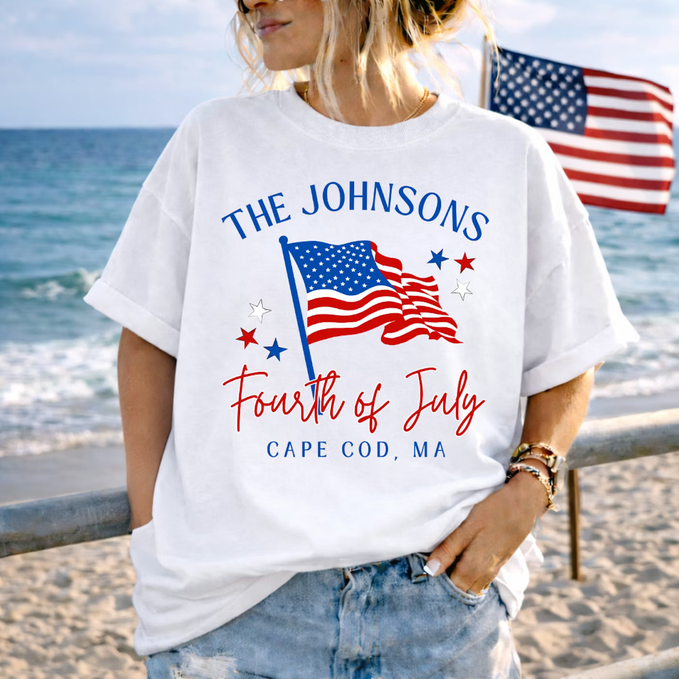 Patriotic American Flag 4th of July Editable Template