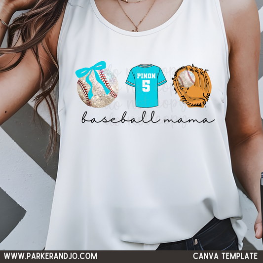 Baseball Mama Custom Canva Template
