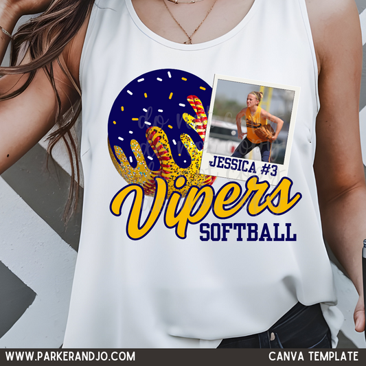 Drip Softball Polaroid Canva Template