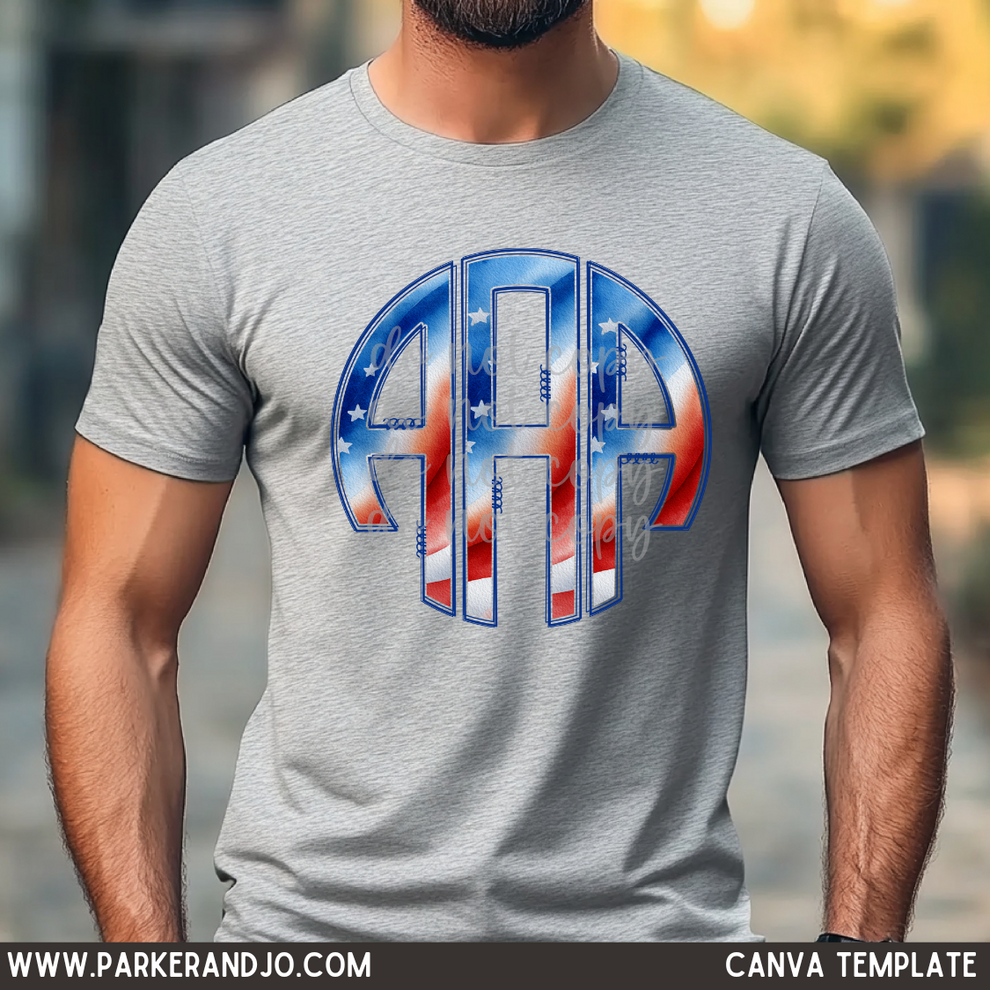 Star Spangled Masculine Monogram Editable Template – Parker & Jo