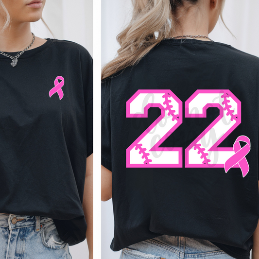 Breast Cancer Awareness Baseball Numbers Canva Template