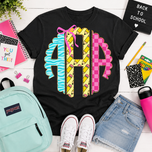 BACK TO SCHOOL MONOGRAM EDITABLE TEMPLATE | *blank mockup included