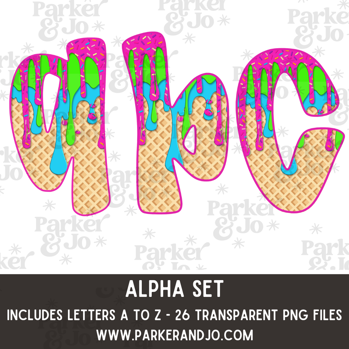 Neon Ice Cream Drip Alpha Set