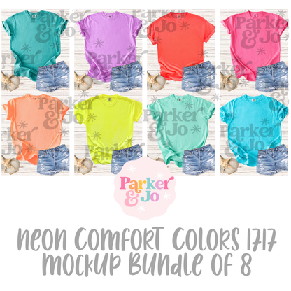 Neon Comfort Colors 1717 - Mockup Bundle of 8