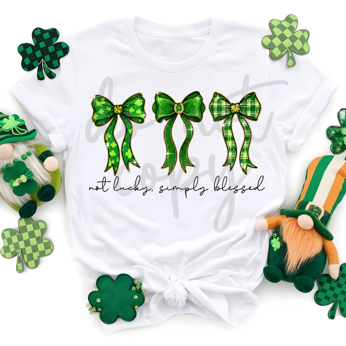 Not lucky simply blessed st. patricks day bows png