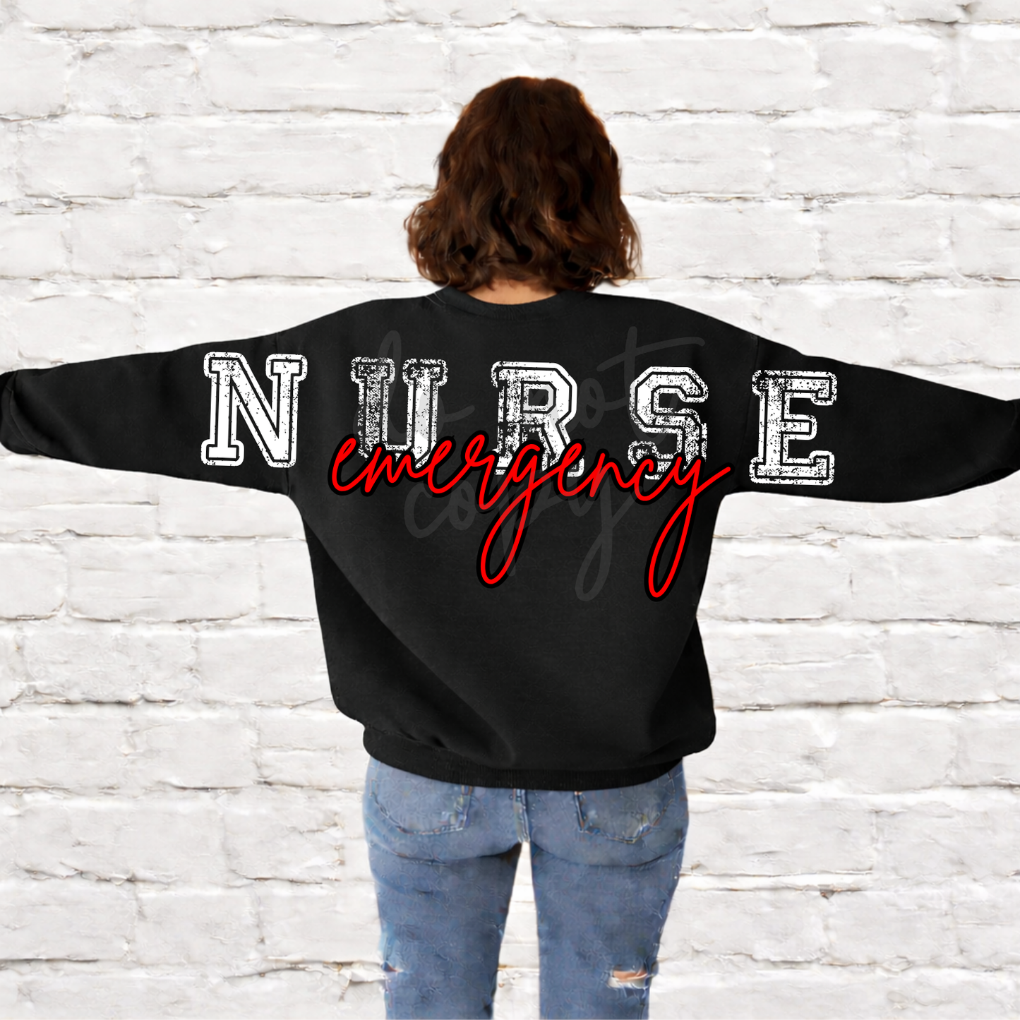 Long Distressed Nurse Big Back Custom Department Editable Template